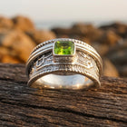 Copper Peridot Cushion Filigree Ring