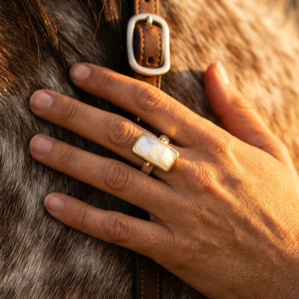 Coastal Gold Moonstone Rectangle Ring