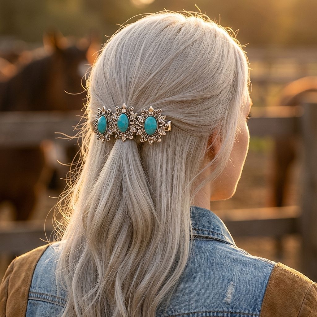 Boho Western Turquoise Alloy Hair Clip