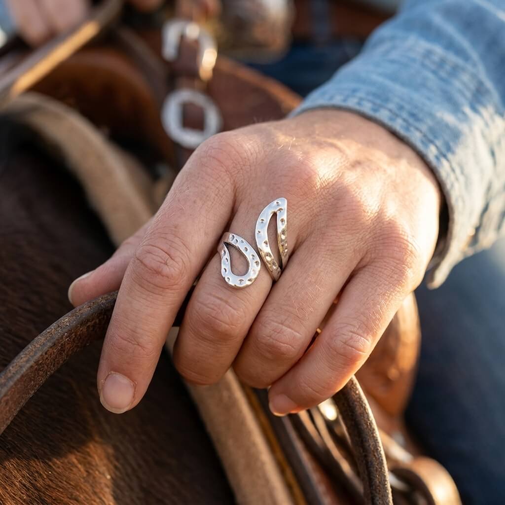 Silver Hammered Textured Twisted Open Ring