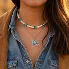 Boho Gold Sun Larimar Pendant Necklace