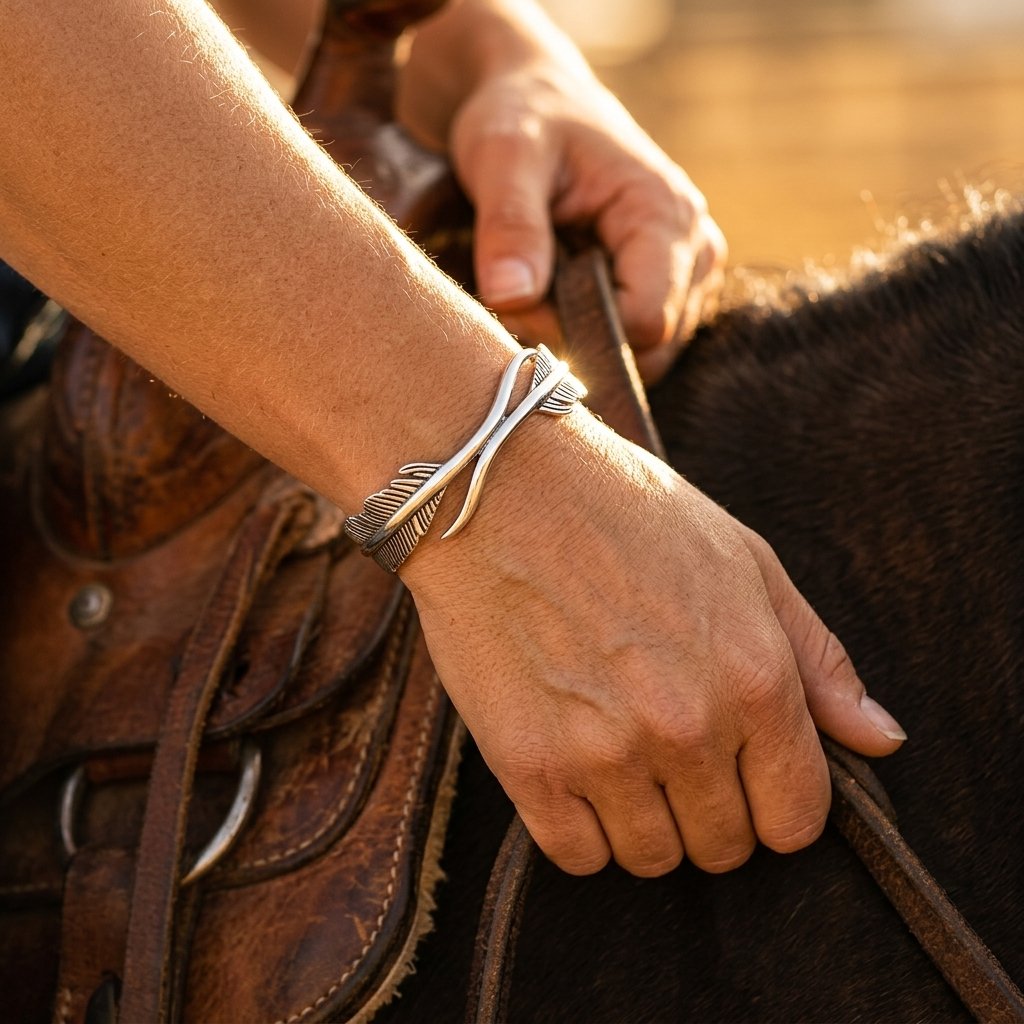 Boho Silver Feather Leaf Cuff Bracelet