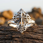 Vintage Silver Filigree Cross Ring