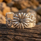Boho Bronze Embossed Daisy Flower Bracelet