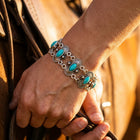 Boho Silver Turquoise Oval Bracelet