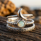 Celestial Silver Opal Moon Ring