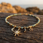 Celestial Gold Beaded Star Moon Necklace