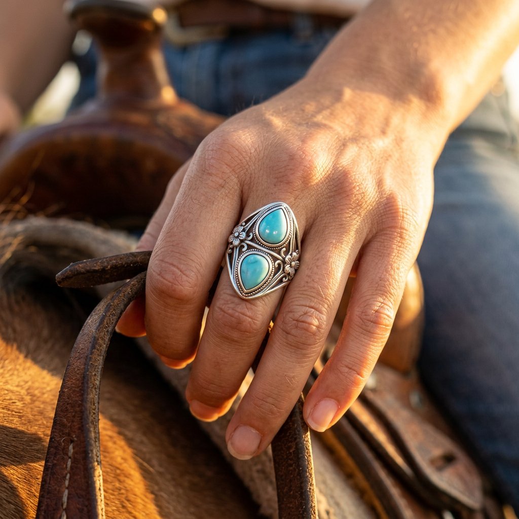 Vintage Silver Turquoise Teardrop Ring