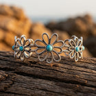 Vintage Silver Filigree Turquoise Flower Ring