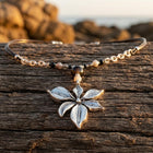 Vintage Silver Flower Beaded Necklace