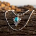 Silver Turquoise Arrowhead Pendant Necklace