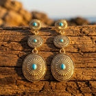 Bohemian Western Irregular Turquoise Metal Earrings