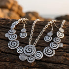 Vintage Silver Distressed Turquoise Necklace Earrings Set