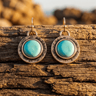 Bohemian Turquoise Golden Hoop Dangle Earrings