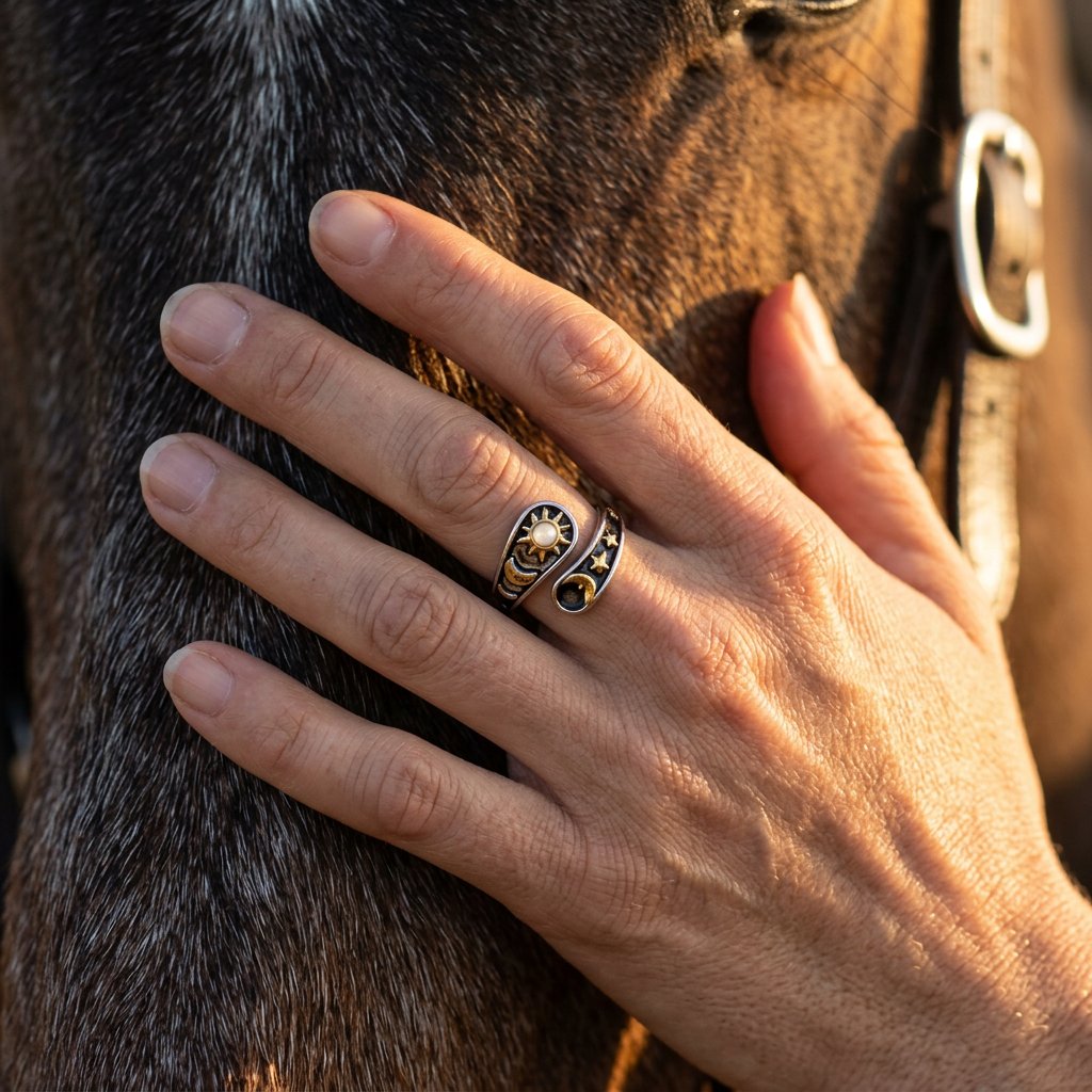 Celestial Silver Gold Sun Moon Opal Ring