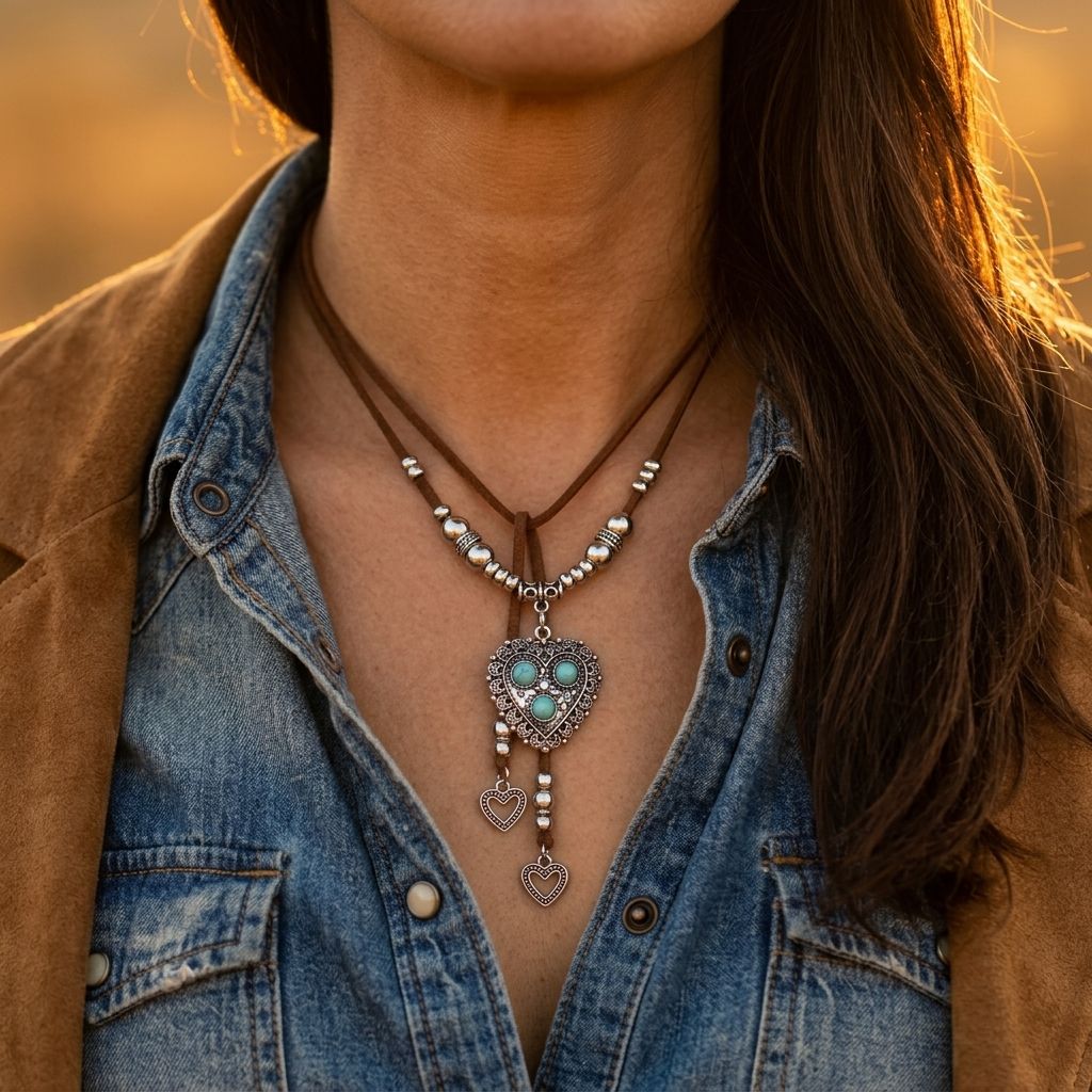 Vintage Silver Filigree Turquoise Heart Necklace