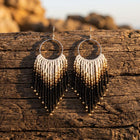 Bohemian Gradient Beaded Tassel Earrings