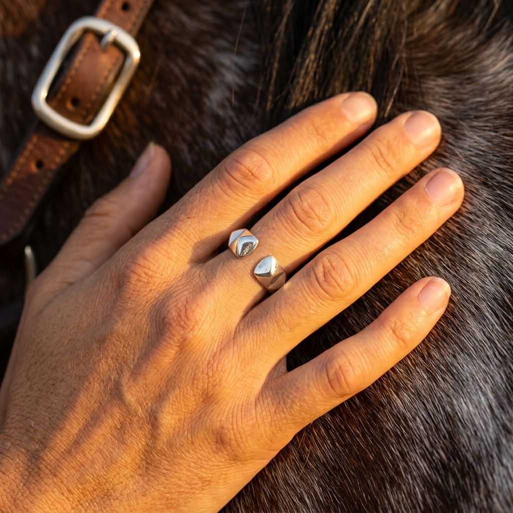 Silver Gold Spike Pyramid Band Ring