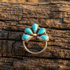 Turquoise Silver Cluster Flower Ring