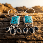 Vintage Western Turquoise Pistol Pendant Earrings