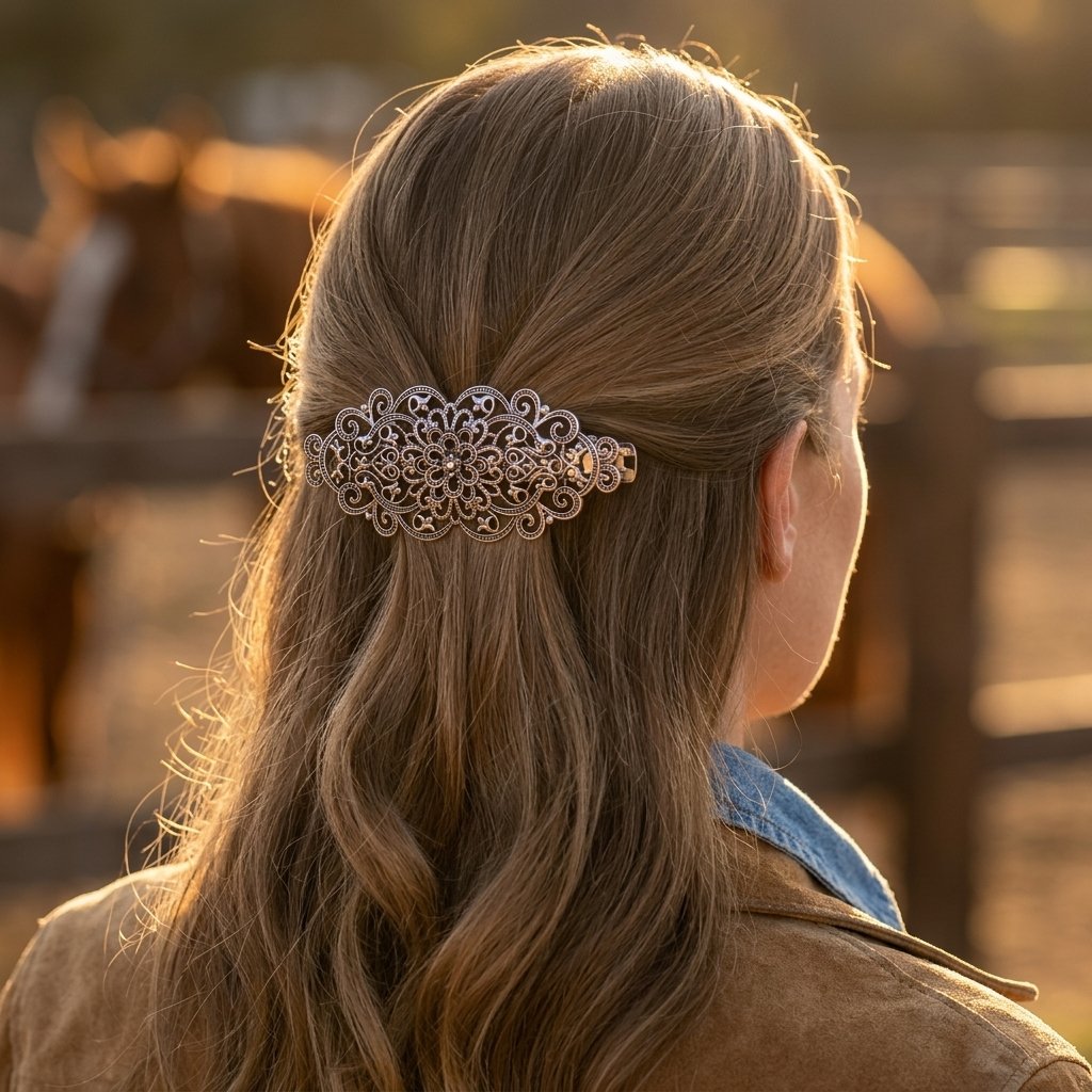 Vintage Silver Hollow Court Style Hair Clip