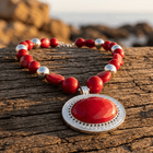 Unique Red Bead Punk Pendant Necklace