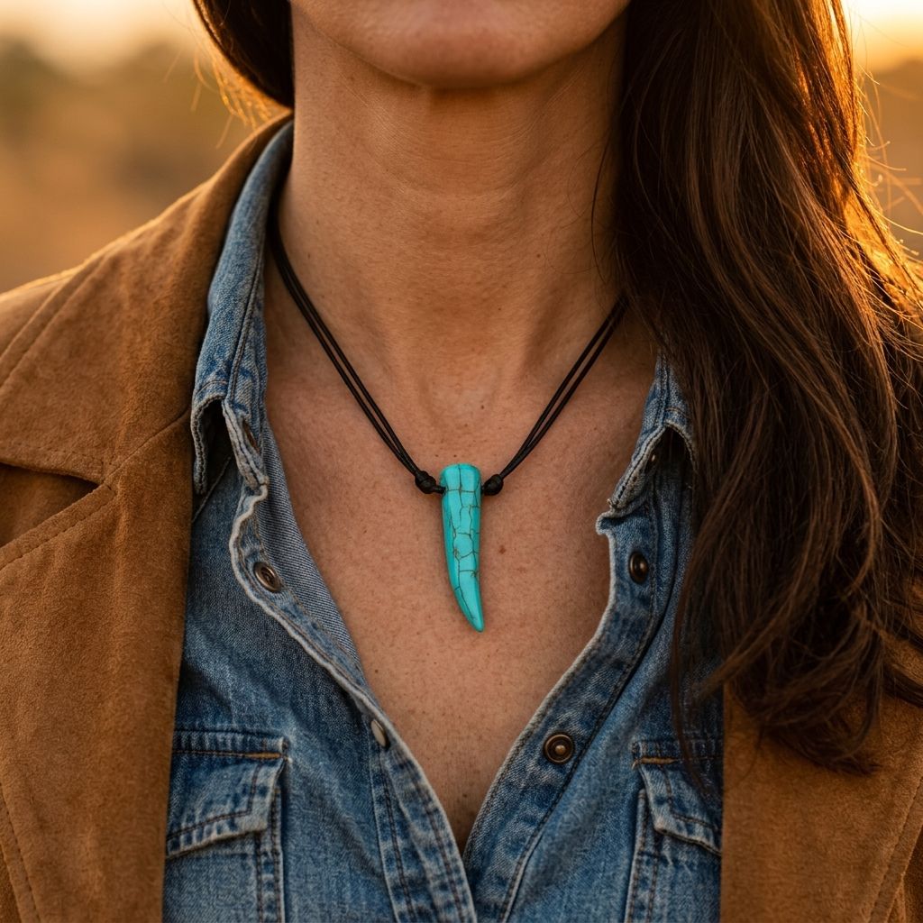 Boho Turquoise Spike Pendant Necklace