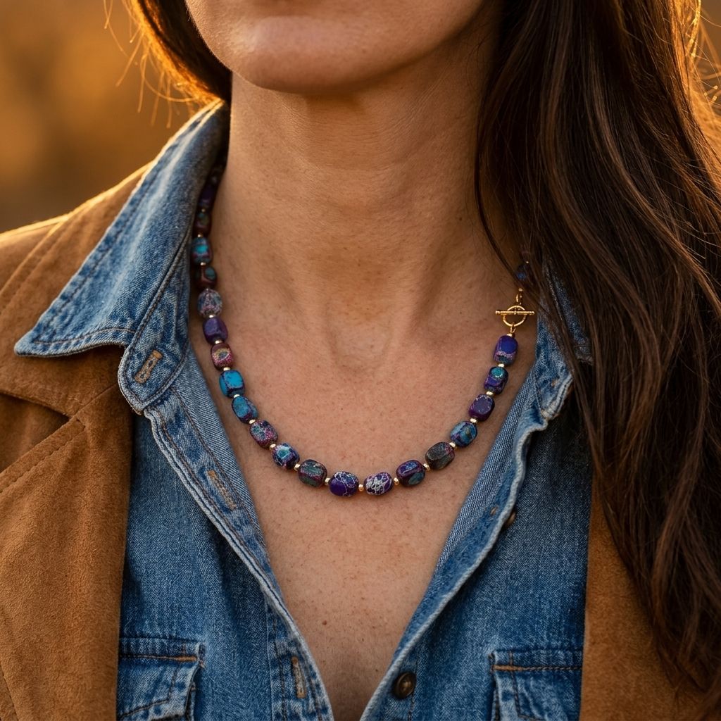 Bohemian Purple Turquoise Beaded Necklace