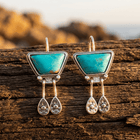 Vintage Turquoise Silver Tassel Drop Earrings