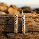 Sterling Silver Ornate Rectangle Drop Earrings