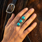 Boho Silver Turquoise Oval Ring