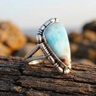 Vintage Silver Larimar Oval Ring