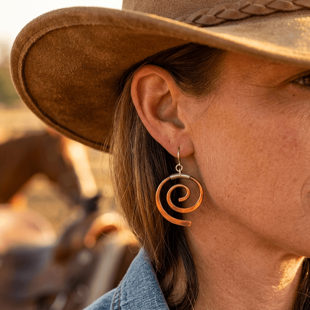 Artistic Copper Silver Wire Wound Earrings