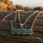 Boho Silver Turquoise Flower Inlay Necklace