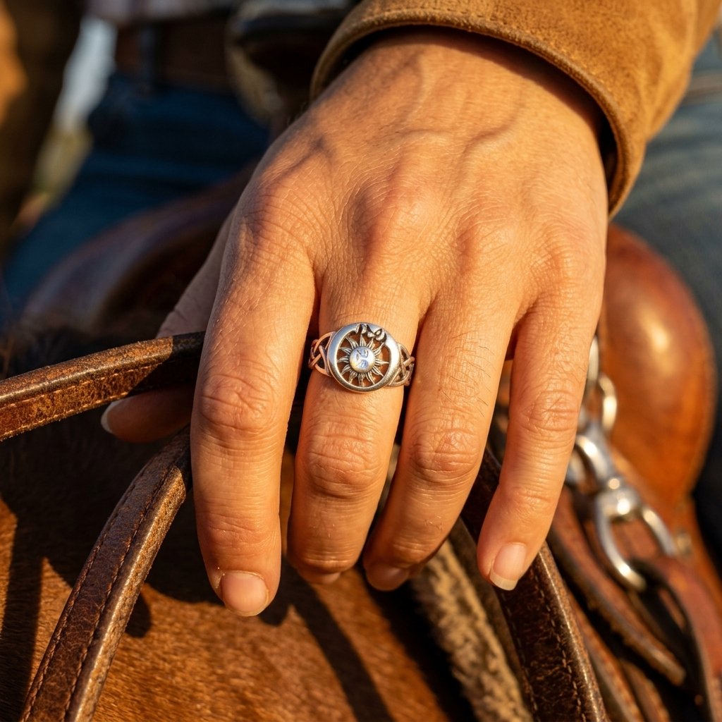 Vintage Silver Sun Face Celtic Ring