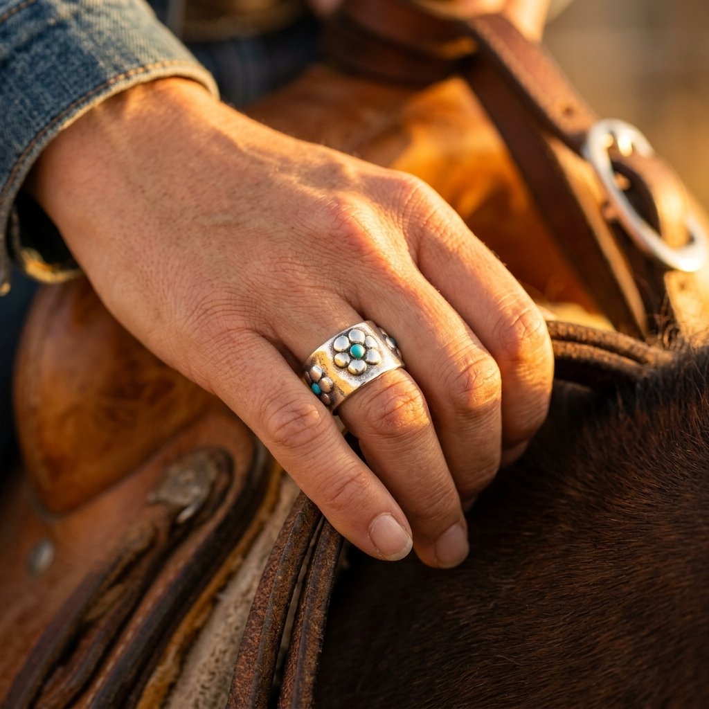 Boho Gold Turquoise Flower Ring