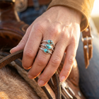 Turquoise Oval Silver Boho Rings