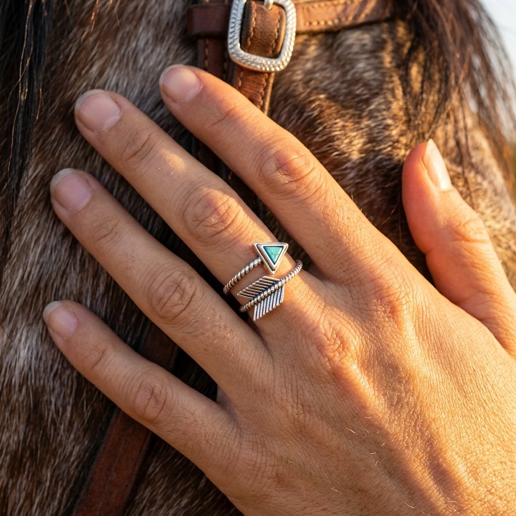 Boho Gold Turquoise Triangle Arrow Ring
