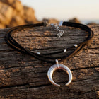 Vintage Silver Crescent Horn Inlay Necklace