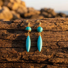 Turquoise Gold Round Teardrop Earrings