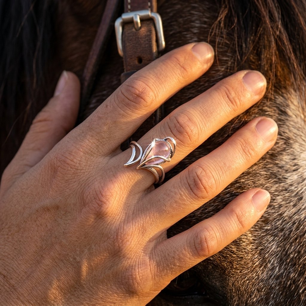 Vintage Silver Rose Quartz Flower Ring