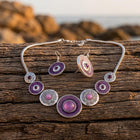 Floral Gold Oval Necklace Earring Set