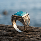 Vintage Stainless Steel Turquoise Statement Ring