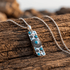 Bohemian Turquoise Sunflower Rectangle Silver Necklace