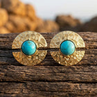 Boho Gold Turquoise Textured Earrings