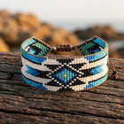 Bohemian Blue White Black Geometric Woven Bracelet
