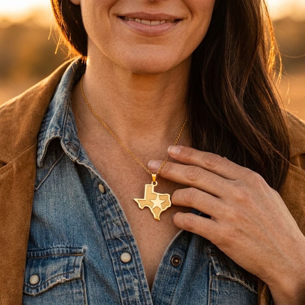 Gold Texas Star Pendant Necklace