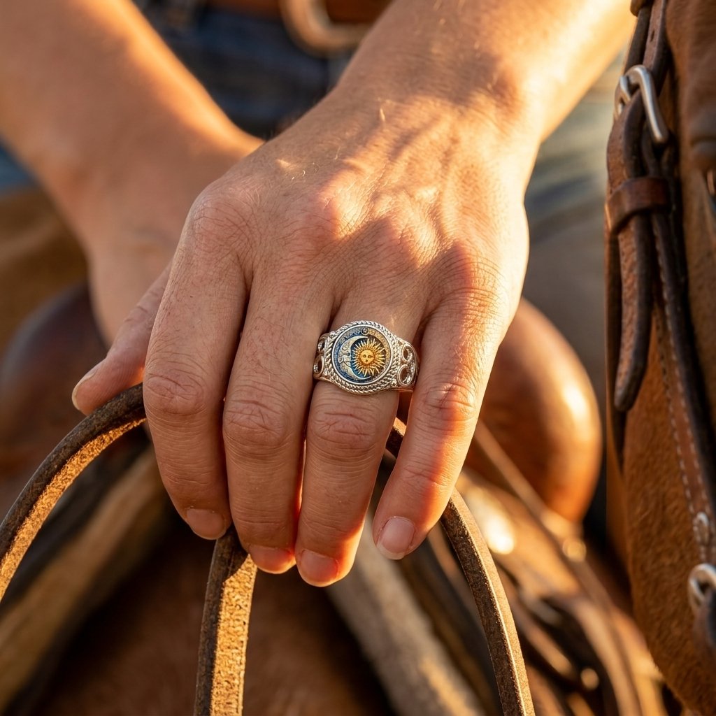 Celestial Silver Gold Sun Moon Ring
