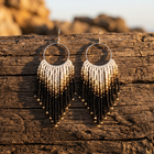 Bohemian Gradient Beaded Tassel Earrings