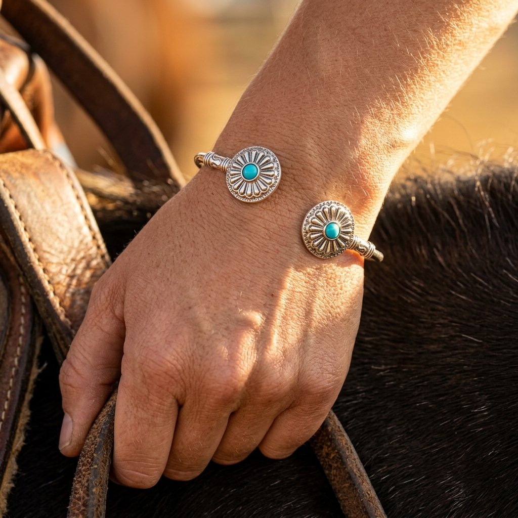Boho Silver Turquoise Sunburst Bracelet